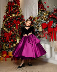 Rochie mov eleganta pentru fete, din tafta si catifea neagra - Zendaya