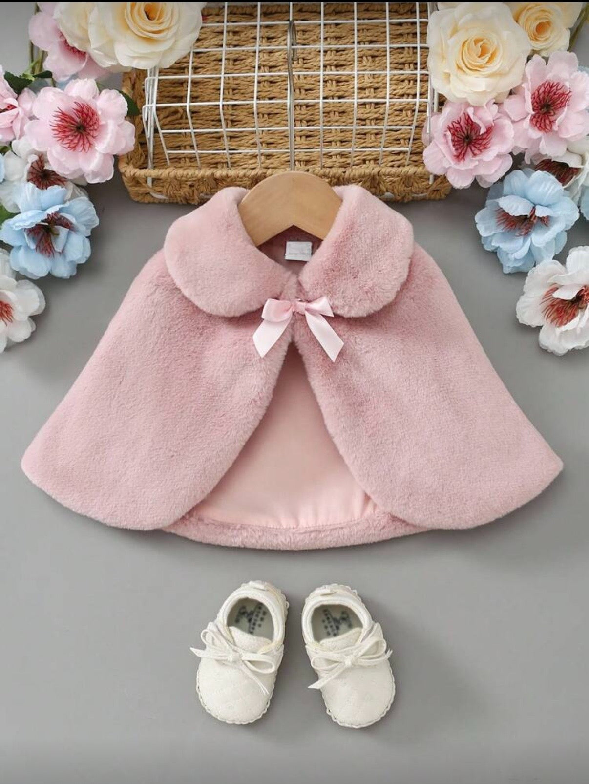 Capa roz eleganta din blanita ecologica pentru fete - Annabelle