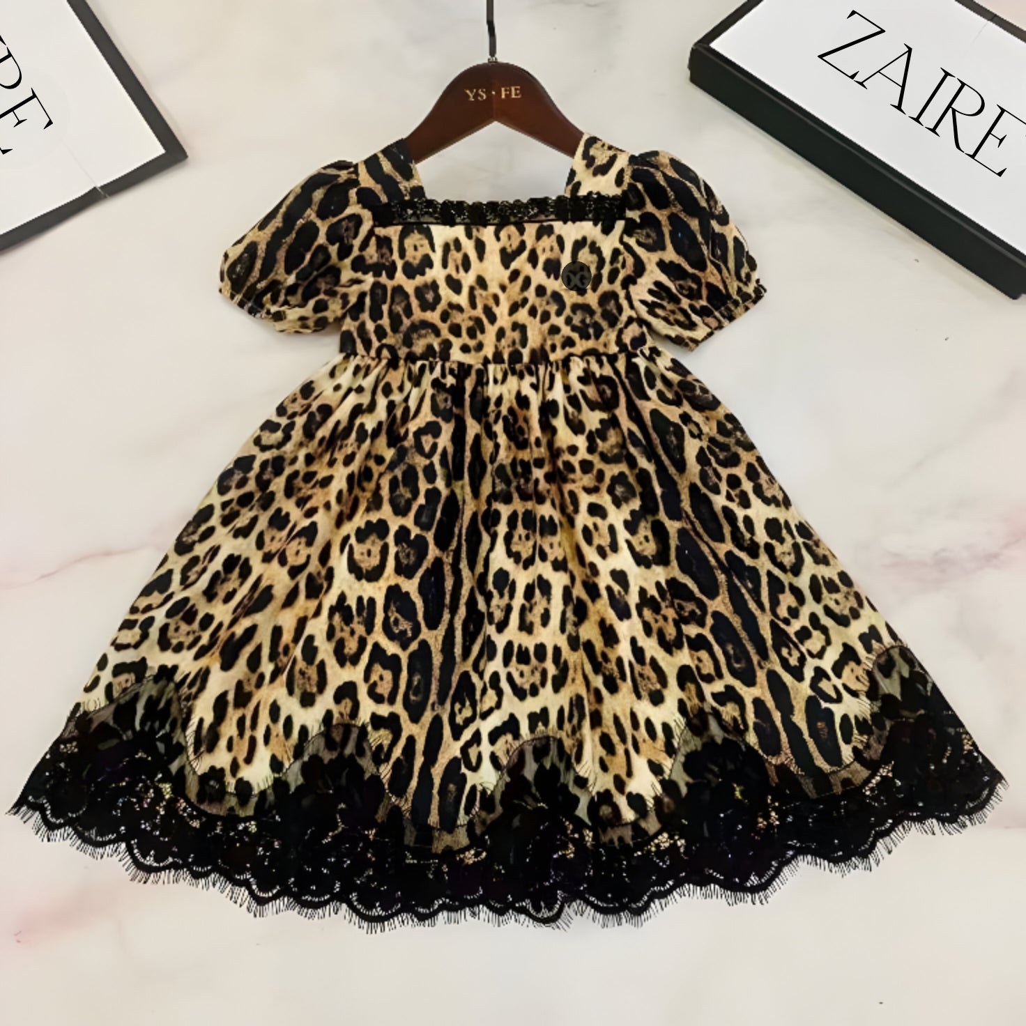 Rochie Eleganta animal print cu dantela neagra - Selma