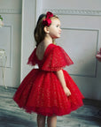 Rochie rosie eleganta din tulle cu glitter pentru fete - Ariel