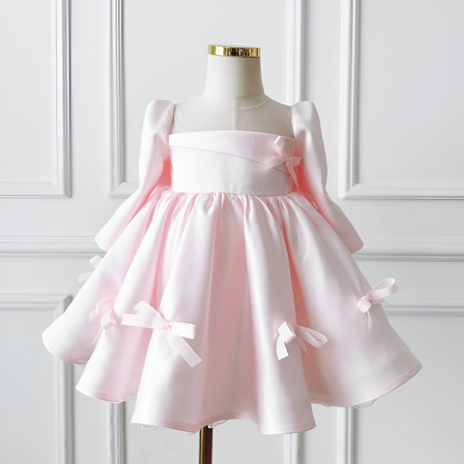 Rochie neagra eleganta pentru fete, din tafta accesorizata cu fundite - Sol