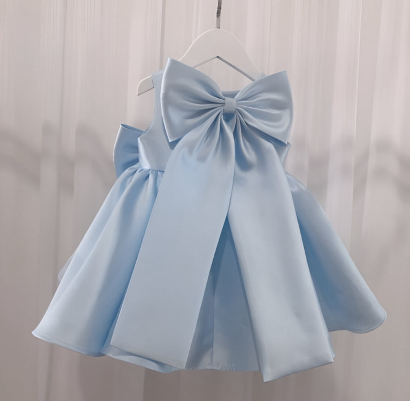 Rochie bleu eleganta pentru fete, cu fundite din tafta  - Blair