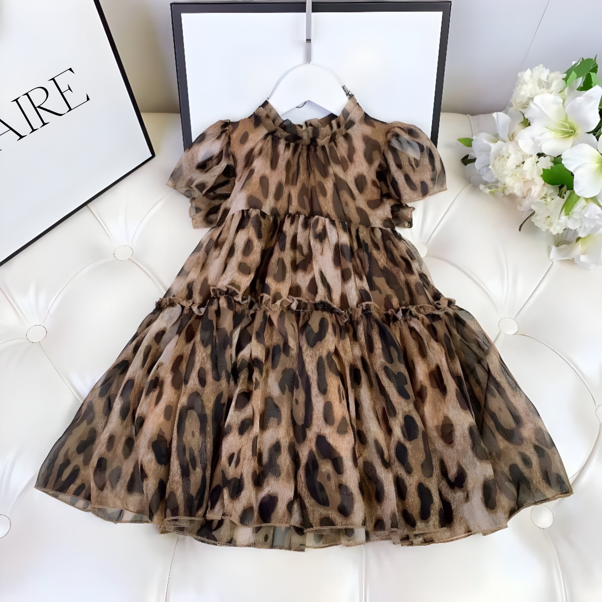 Rochie eleganta din voal animal print pentru fete - Lora