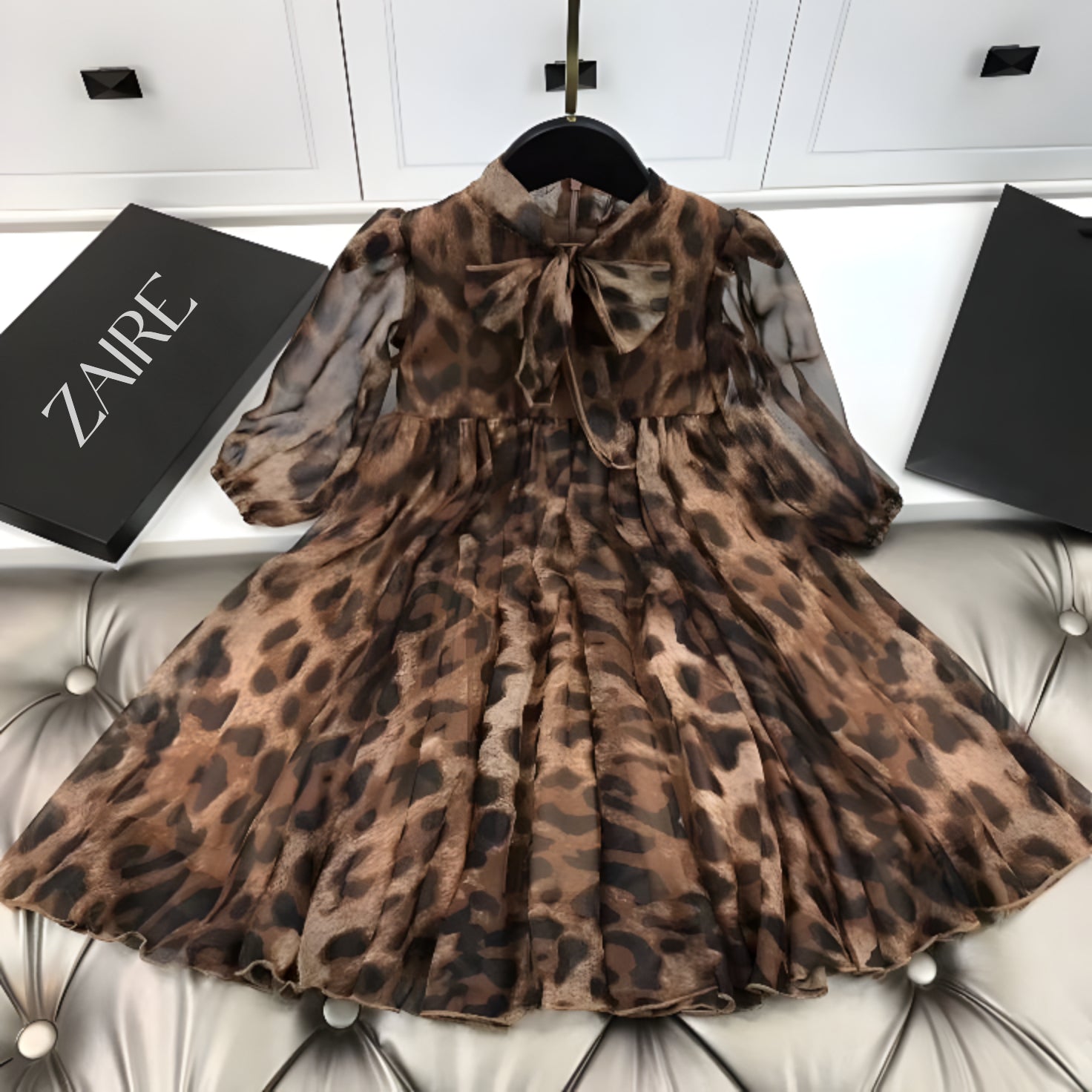 Rochie eleganta din voal animal print pentru fete - Lorelai