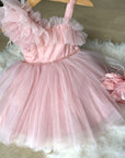 Rochie roz de ocazie pentru fete + bentiță CADOU (produs în stoc)