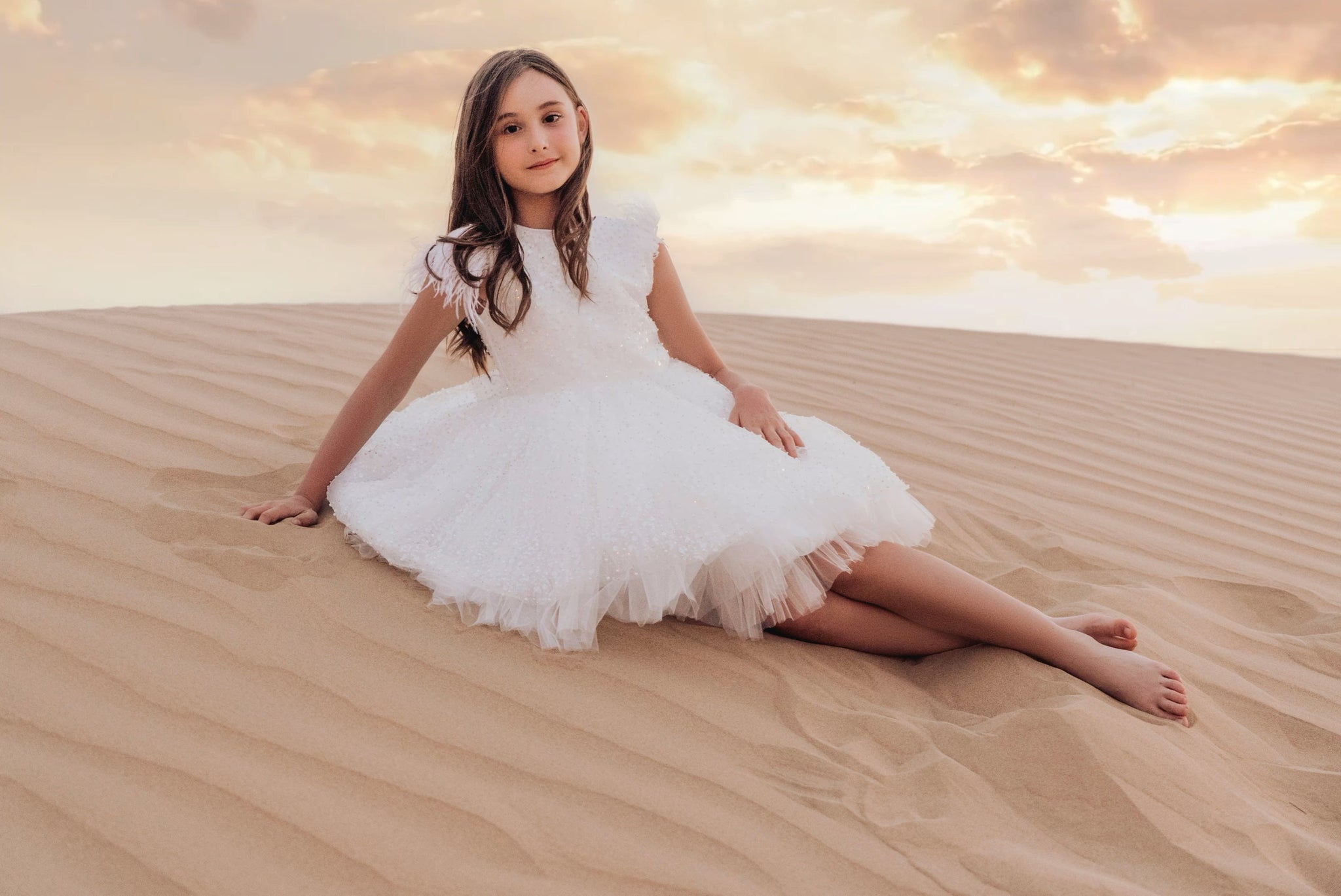 Rochie alba eleganta din dantela cu perle si paiete pentru fete - Nicole
