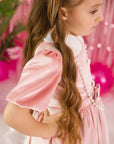 Rochie din catifea roz pentru fetite - Evelyn
