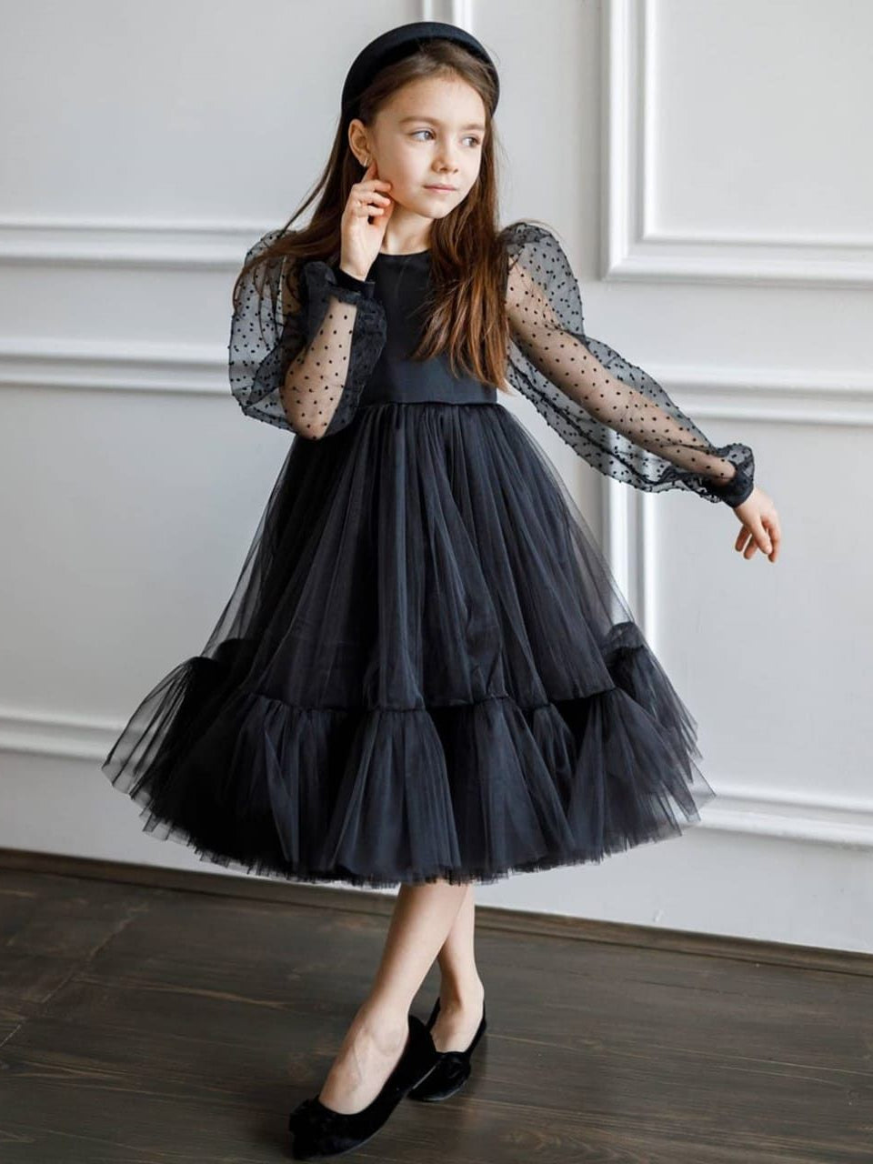 Rochie de ocazie din tull negru pentru fete - Daiana