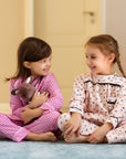 Pijama cu pisicute si dantela neagra pentru fete - personalizabilă