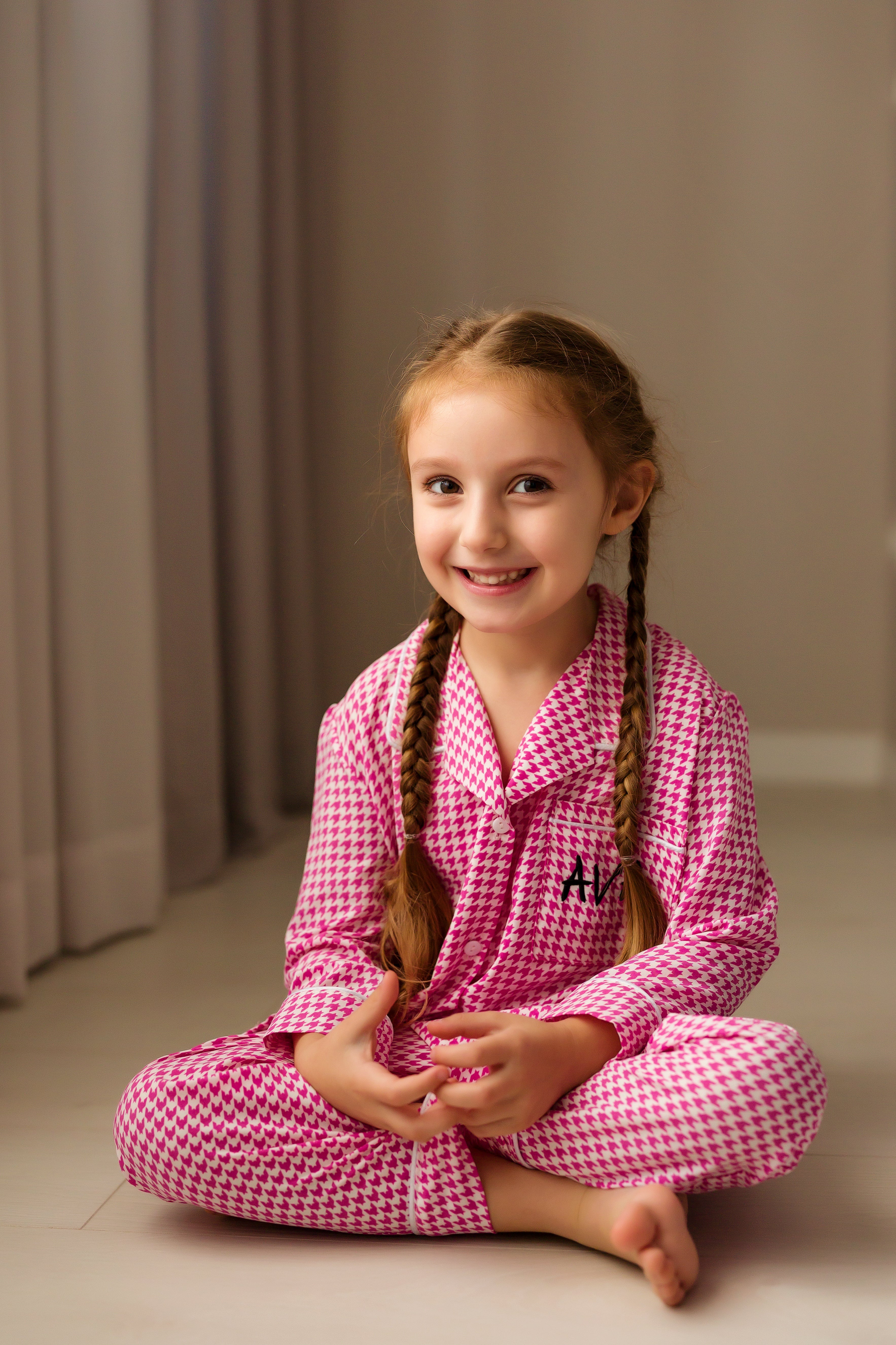Pijama roz pentru fete - personalizabilă