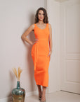 Rochie portocalie tricotata pentru dama