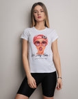 Tricou dama imprimeu Let`s stay home! negru