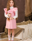 Sarafan din in roz cu camasa alba pentru fete - Hazel