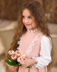 Rochie vintage din in roz pentru fete - Iris