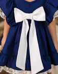 Rochie vintage din in albastru pentru fete - Ranya