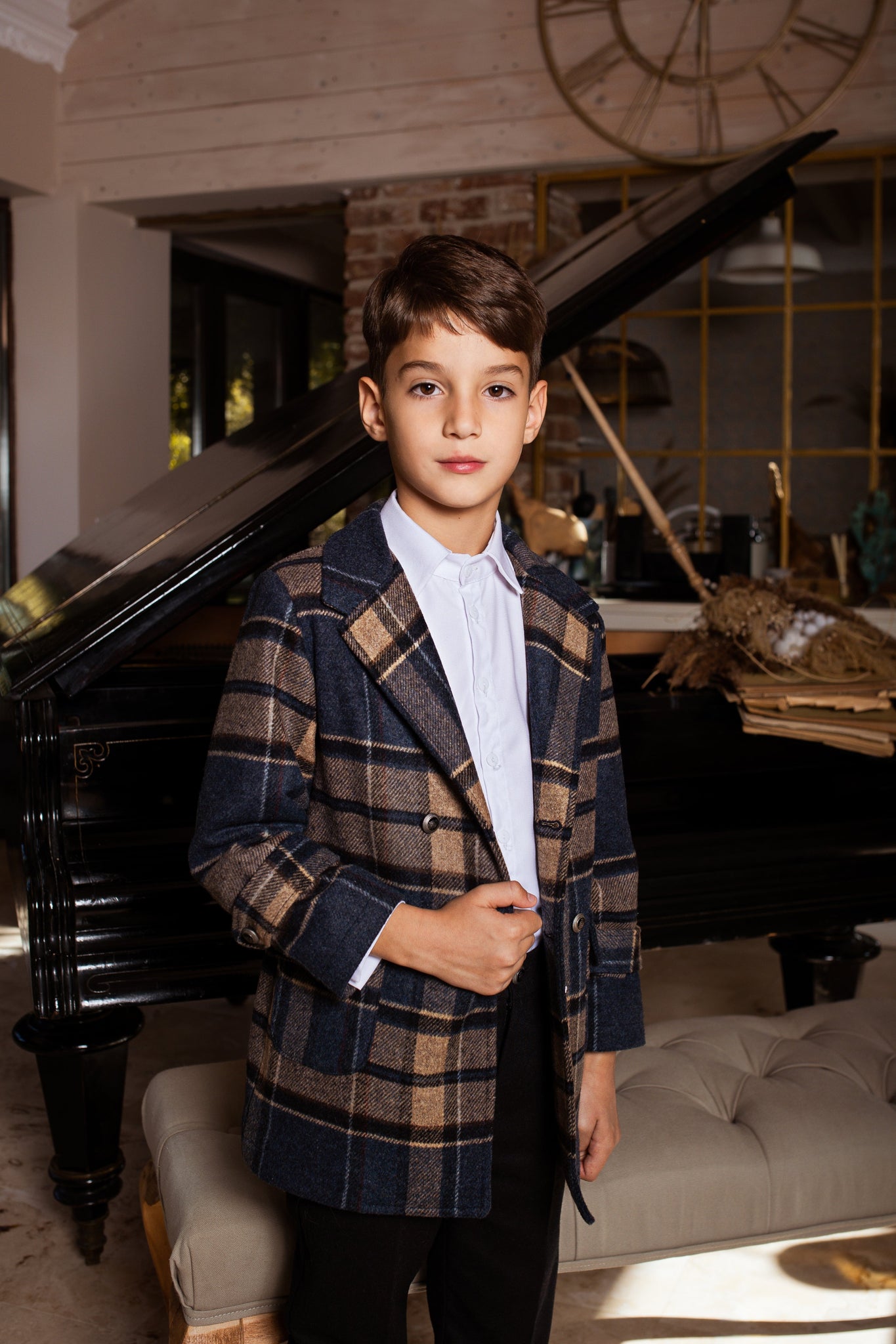 Palton elegant din stofa in carouri pentru baieti - Thomas