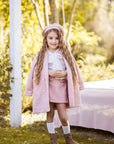 Palton din stofa boucle roz - Ella